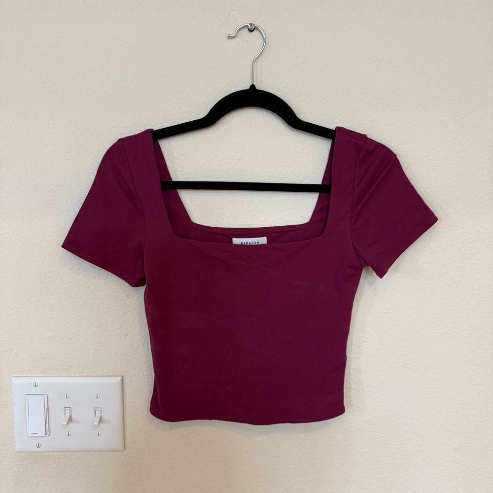 Babaton Burgundy Square Neck Crop Top